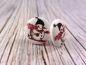 Preview: Schneemann Holz Knopf Ohrstecker Winter Schnee